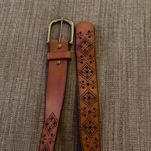 Lucky Brand Brown Leather Belt with Pattern